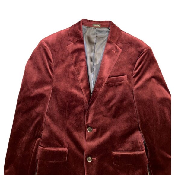 J. Ferrar Merlot Velvet Blazer Jacket Slim Fit Men's Size 36S MSRP $160 Evening - Picture 4 of 11